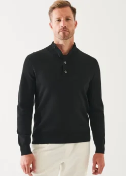 PATRICK ASSARAF Double-Face Button Mock Neck|Men Knitwear
