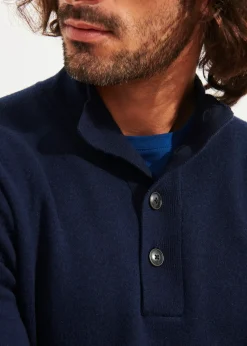 PATRICK ASSARAF Double-Face Button Mock Neck|Men Knitwear