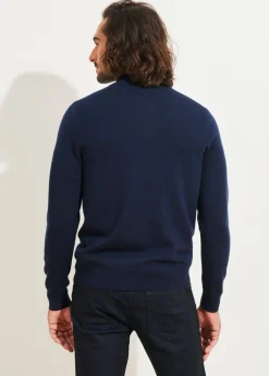 PATRICK ASSARAF Double-Face Button Mock Neck|Men Knitwear