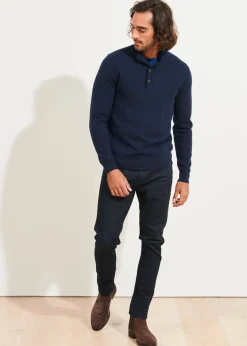 PATRICK ASSARAF Double-Face Button Mock Neck|Men Knitwear