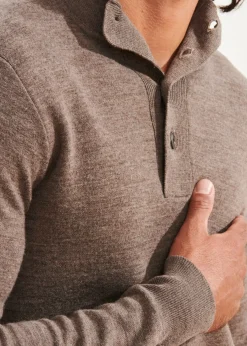 PATRICK ASSARAF Double-Face Button Mock Neck|Men Knitwear