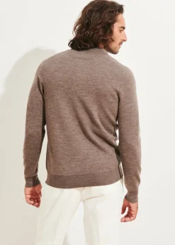 PATRICK ASSARAF Double-Face Button Mock Neck|Men Knitwear