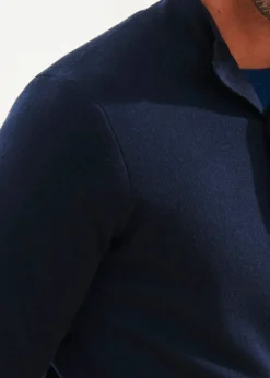 PATRICK ASSARAF Double-Face Button Mock Neck|Men Knitwear