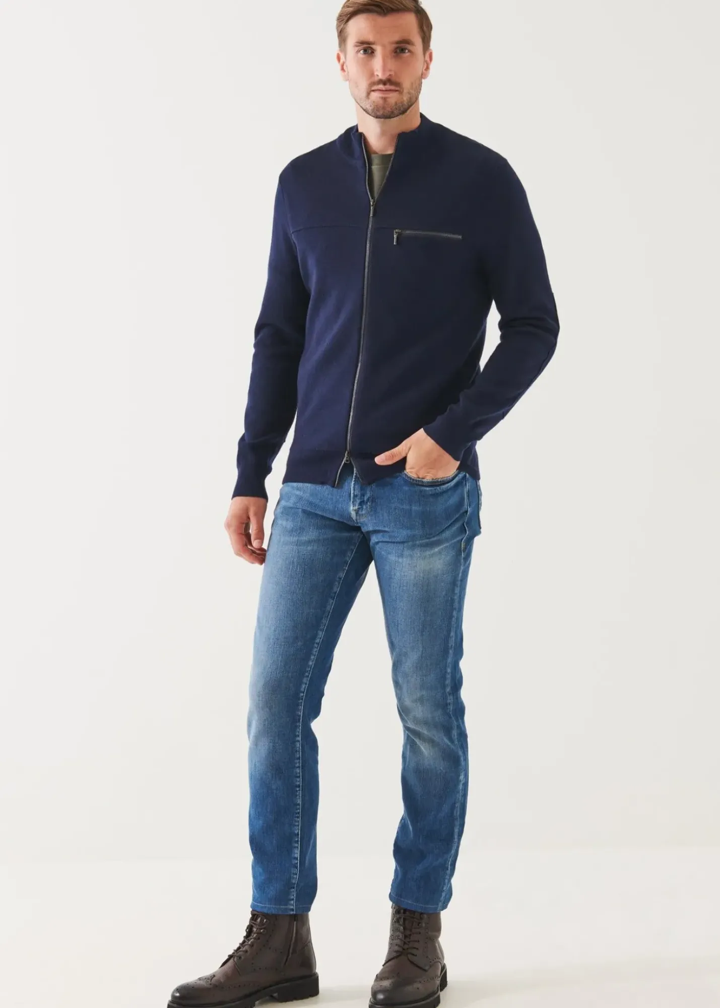 PATRICK ASSARAF Double-Face Full Zip|Men Knitwear
