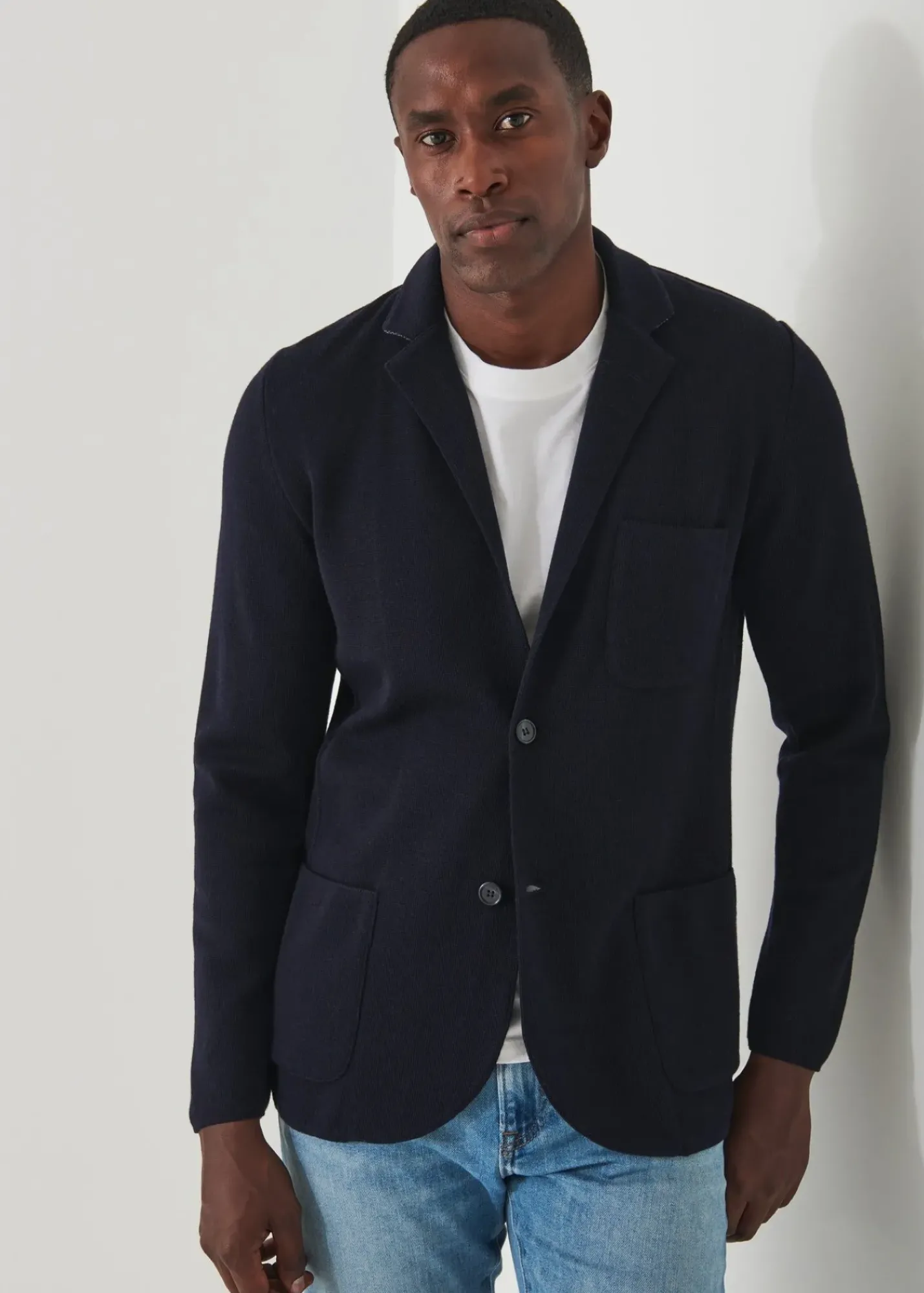 PATRICK ASSARAF Double-Face Half-Milano Stitch Sweater Jacket|Men Blazers