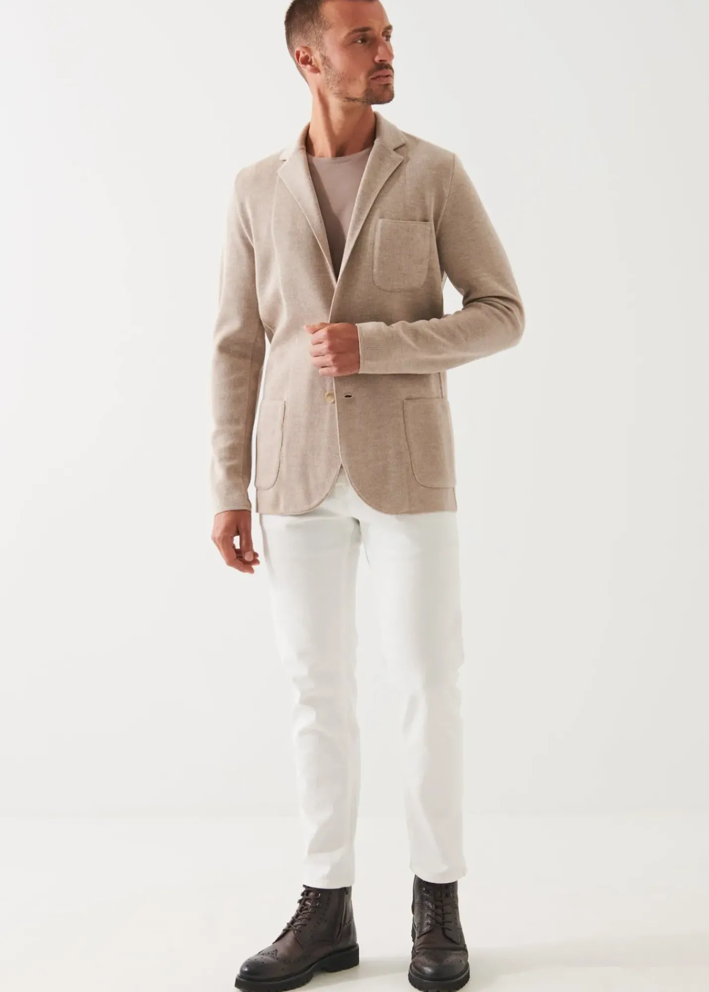 PATRICK ASSARAF Double-Face Half-Milano Stitch Sweater Jacket|Men Blazers