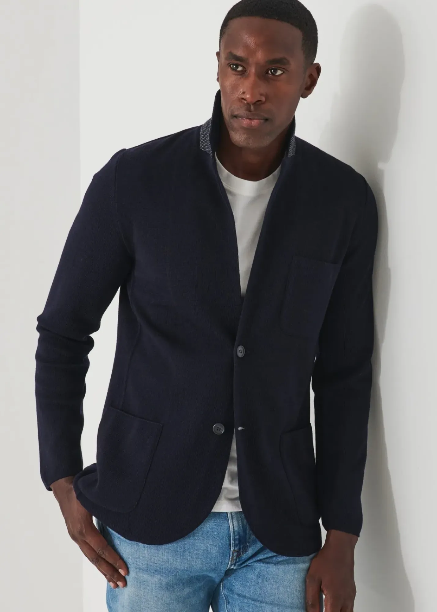 PATRICK ASSARAF Double-Face Half-Milano Stitch Sweater Jacket|Men Blazers