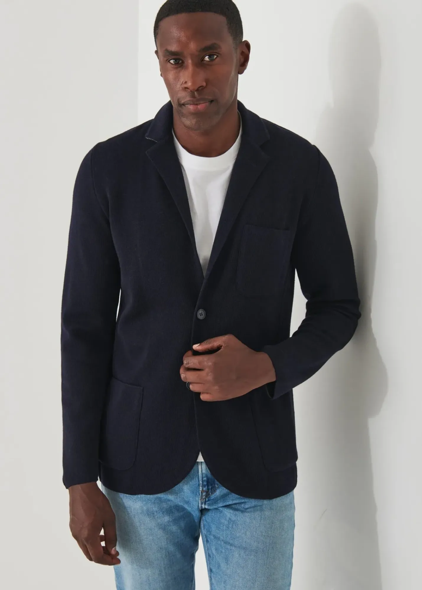 PATRICK ASSARAF Double-Face Half-Milano Stitch Sweater Jacket|Men Blazers