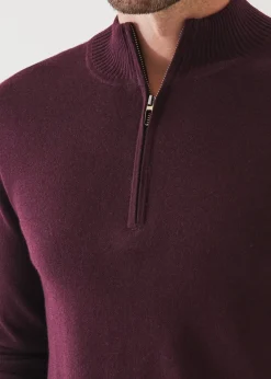 PATRICK ASSARAF Double-Face Quarter Zip Mock Neck|Men Knitwear