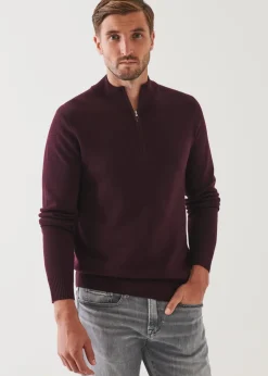 PATRICK ASSARAF Double-Face Quarter Zip Mock Neck|Men Knitwear