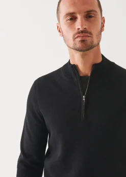 PATRICK ASSARAF Double-Face Quarter Zip Mock Neck|Men Knitwear