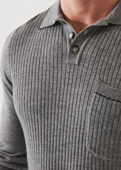 PATRICK ASSARAF Extra-Fine Merino Button Polo|Men Knitwear