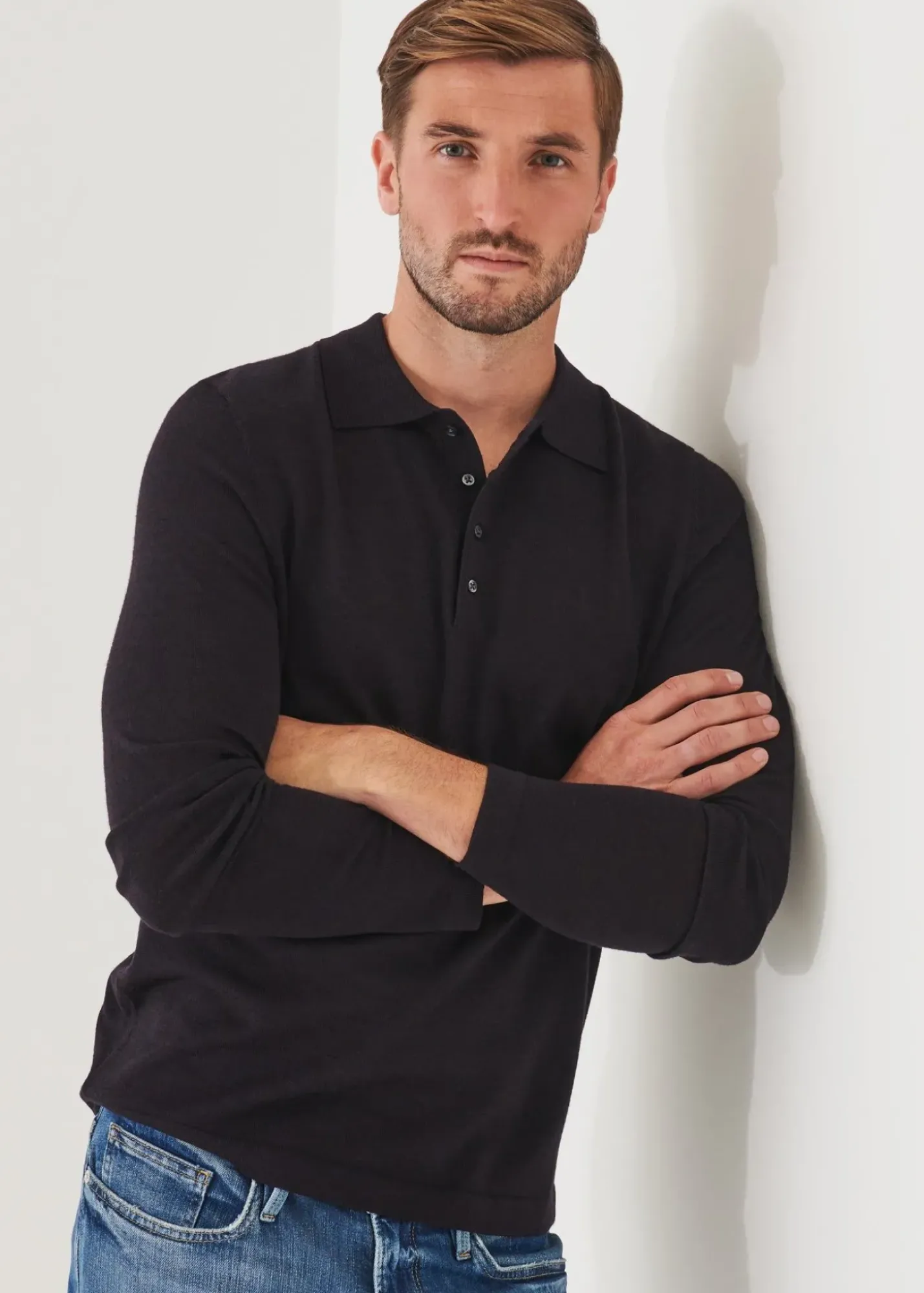 PATRICK ASSARAF Extra-Fine Merino Button Polo|Men Knitwear