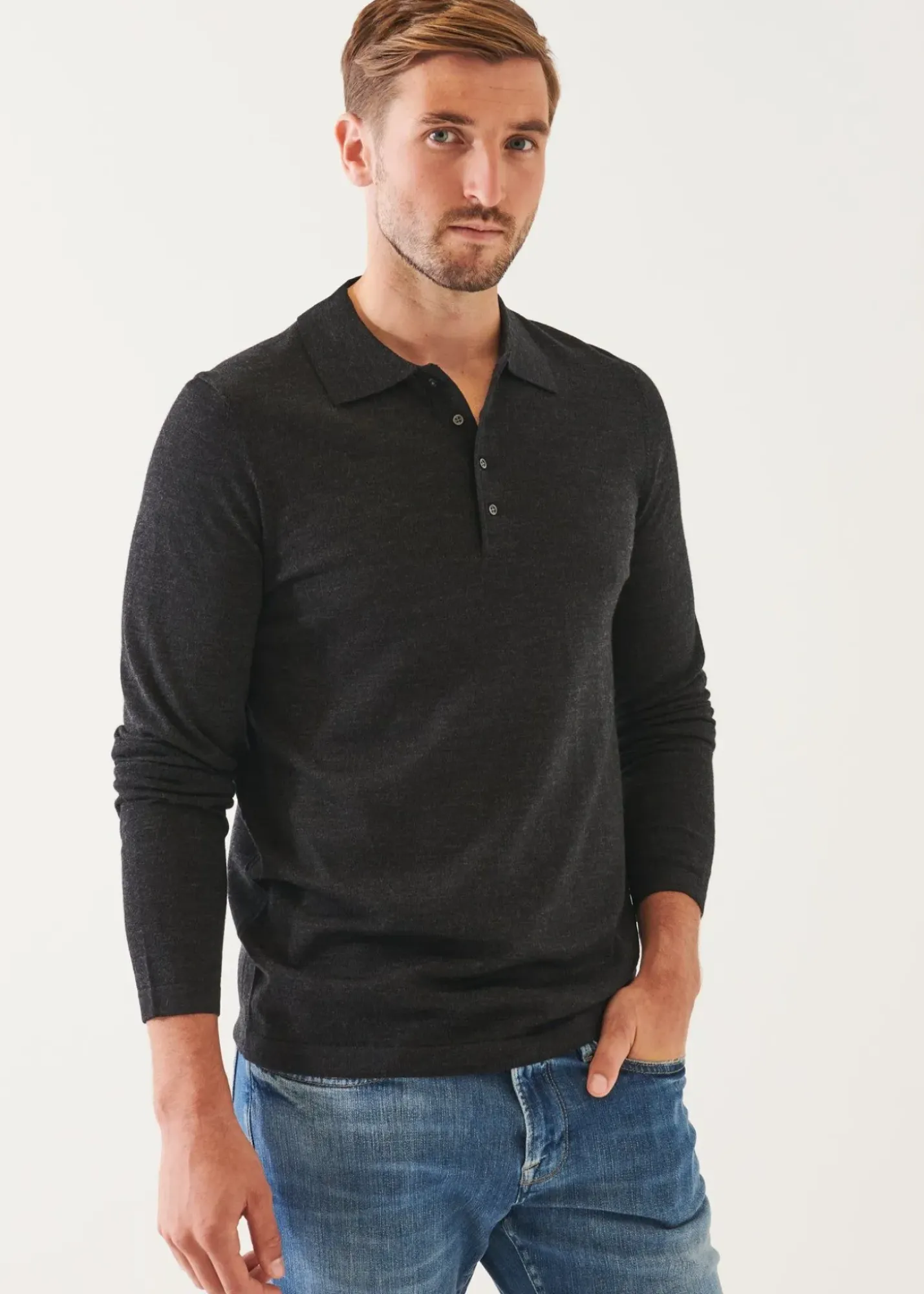 PATRICK ASSARAF Extra-Fine Merino Button Polo|Men Knitwear