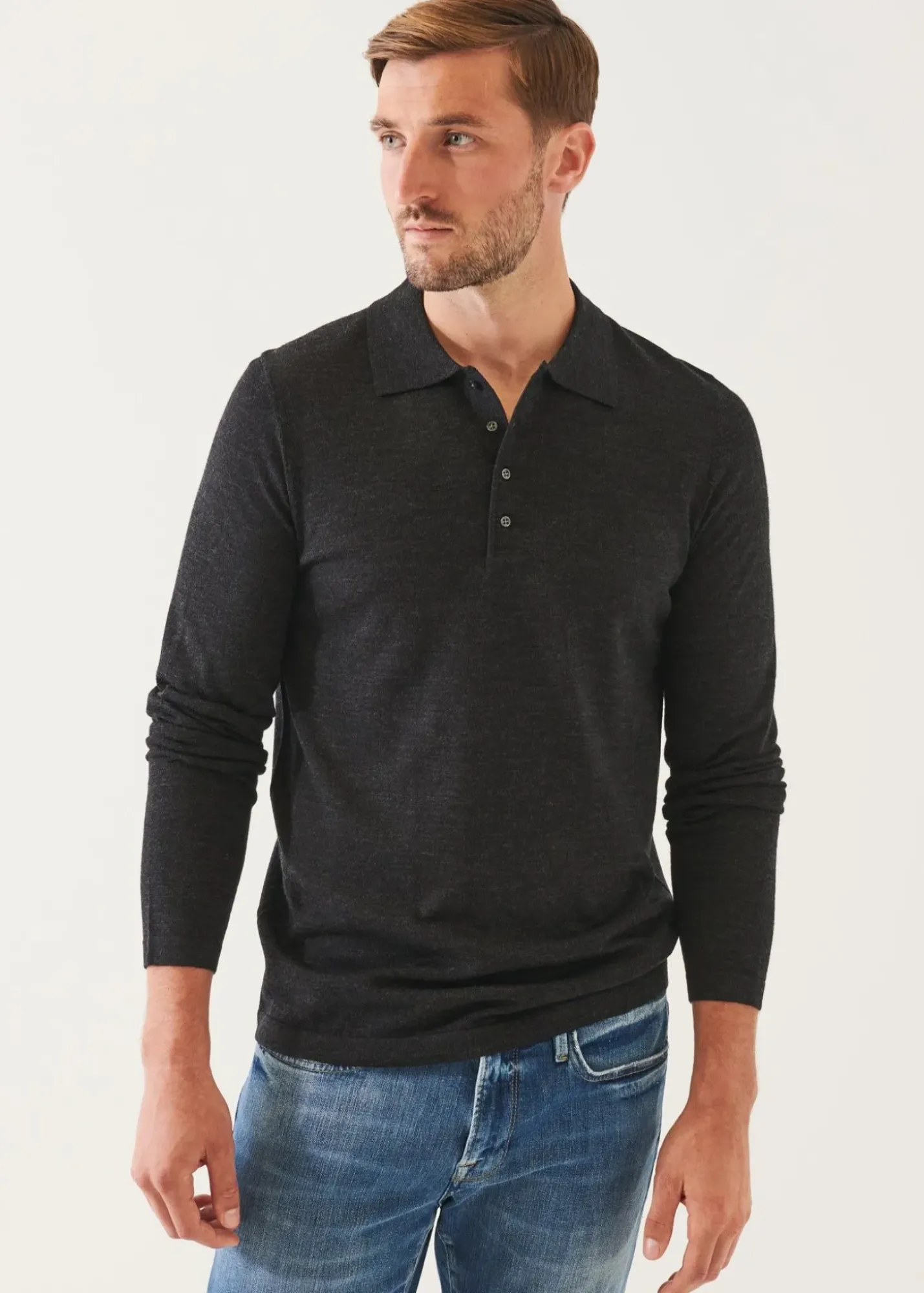 PATRICK ASSARAF Extra-Fine Merino Button Polo|Men Knitwear