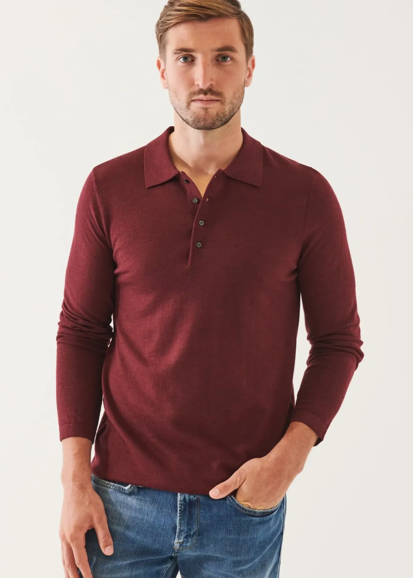 PATRICK ASSARAF Extra-Fine Merino Button Polo|Men Knitwear