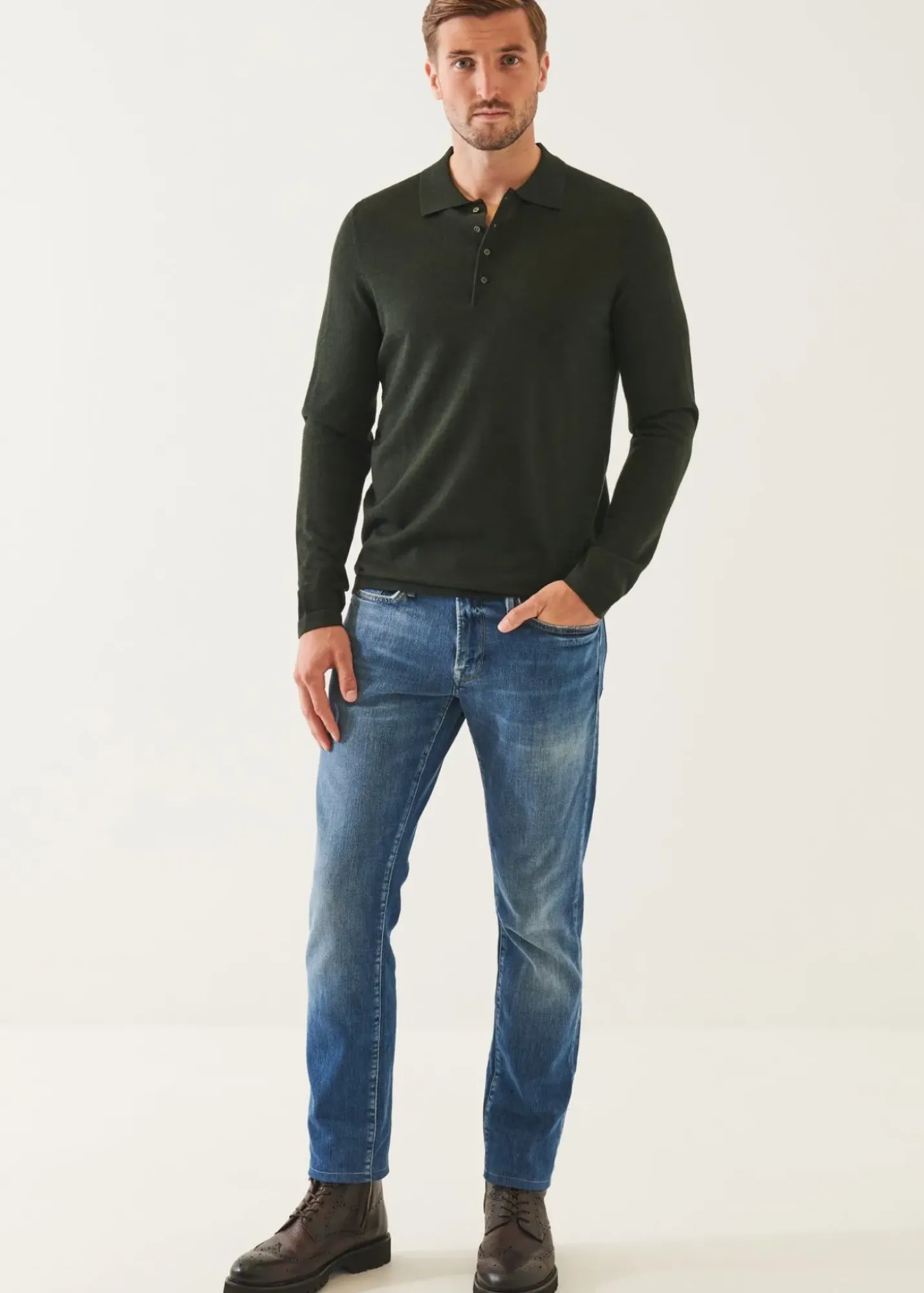 PATRICK ASSARAF Extra-Fine Merino Button Polo|Men Knitwear