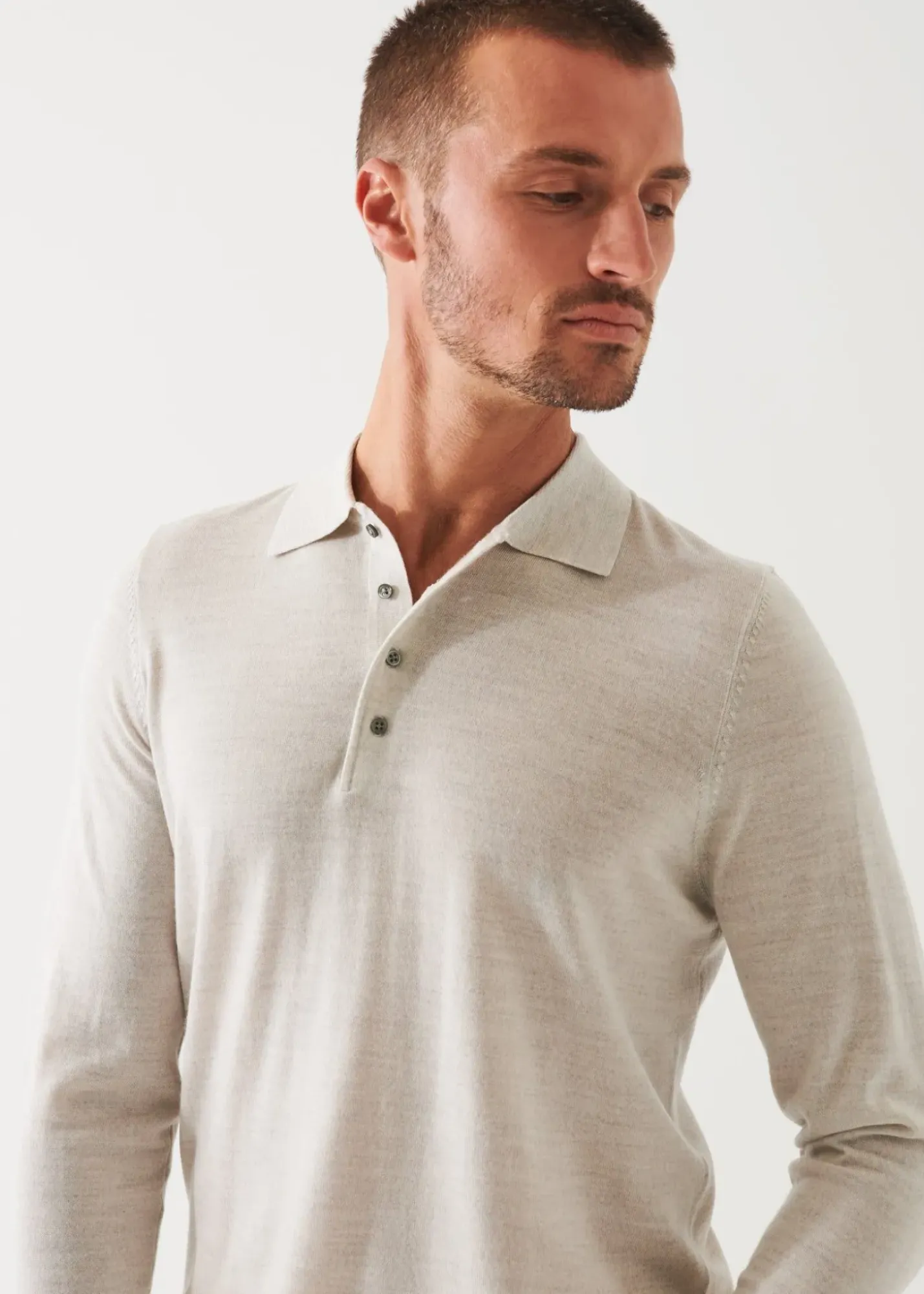 PATRICK ASSARAF Extra-Fine Merino Button Polo|Men Knitwear