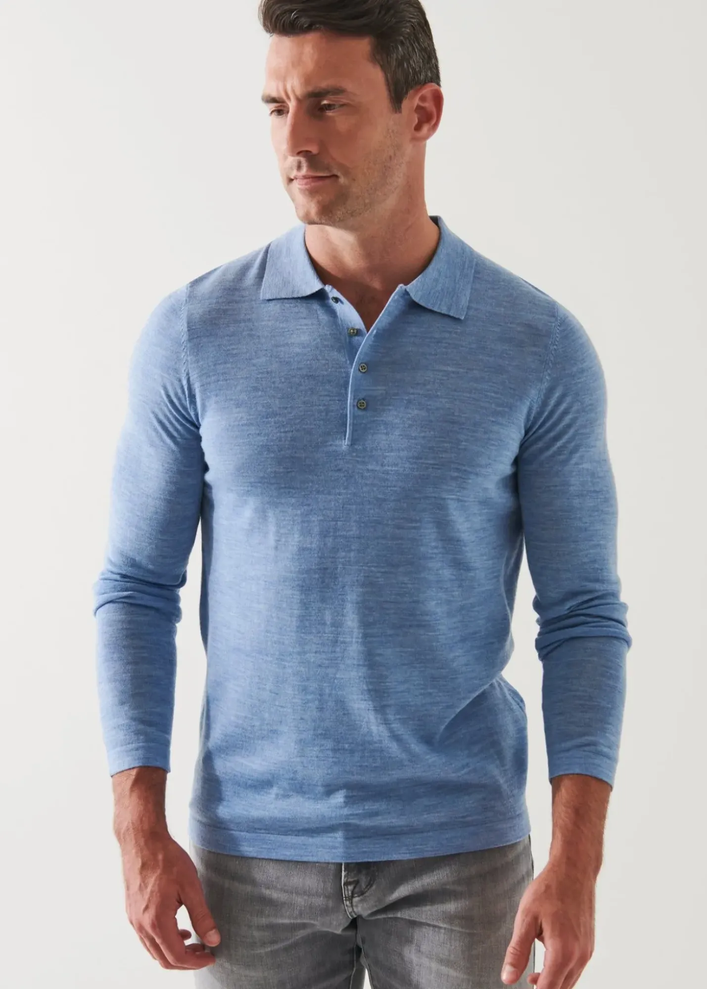 PATRICK ASSARAF Extra-Fine Merino Button Polo|Men Polos