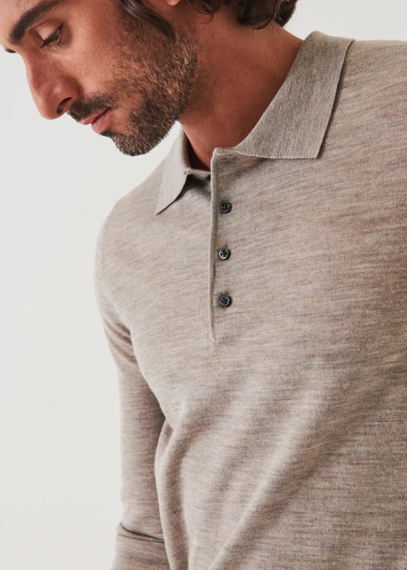 PATRICK ASSARAF Extra-Fine Merino Button Polo|Men Polos