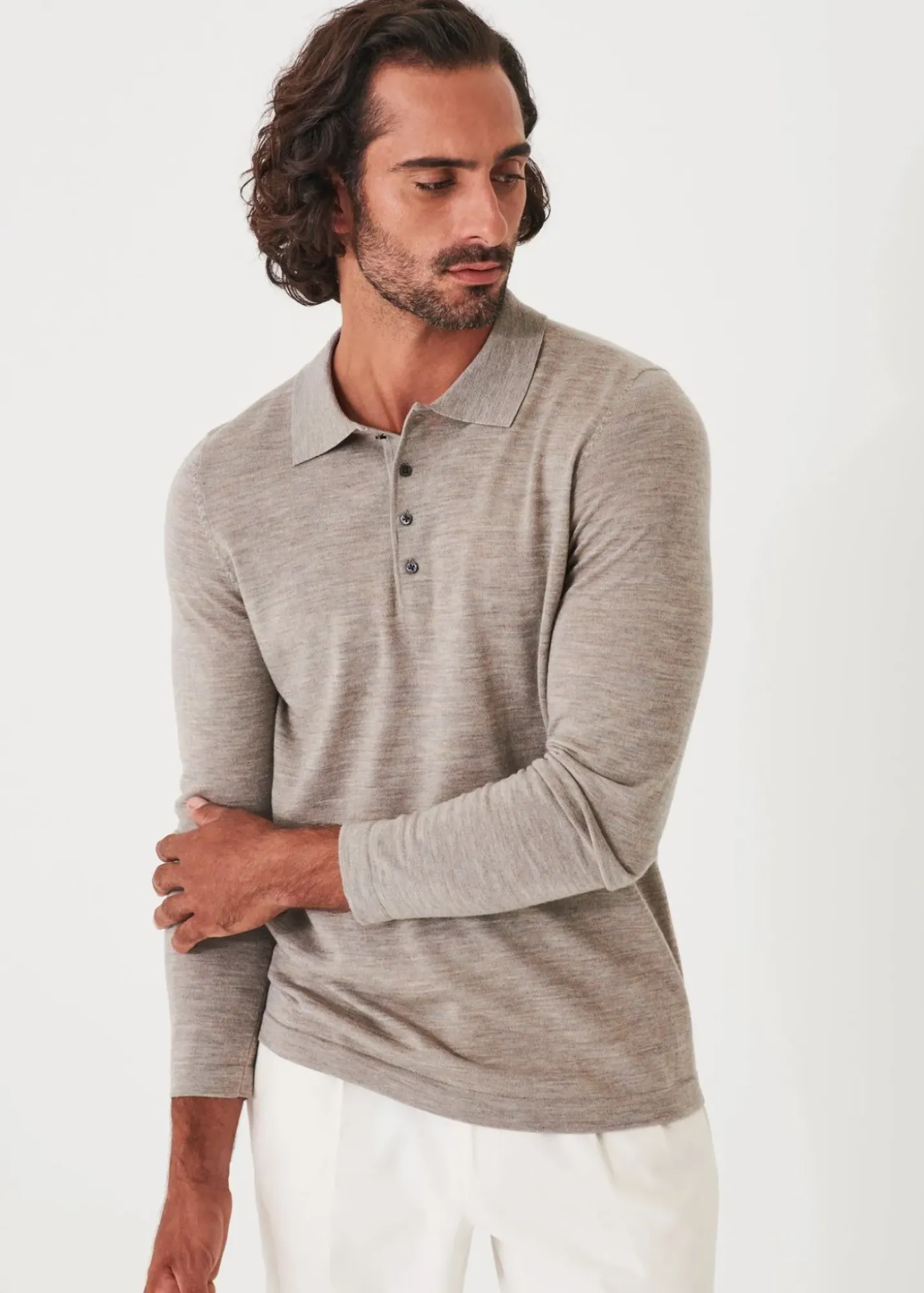 PATRICK ASSARAF Extra-Fine Merino Button Polo|Men Polos