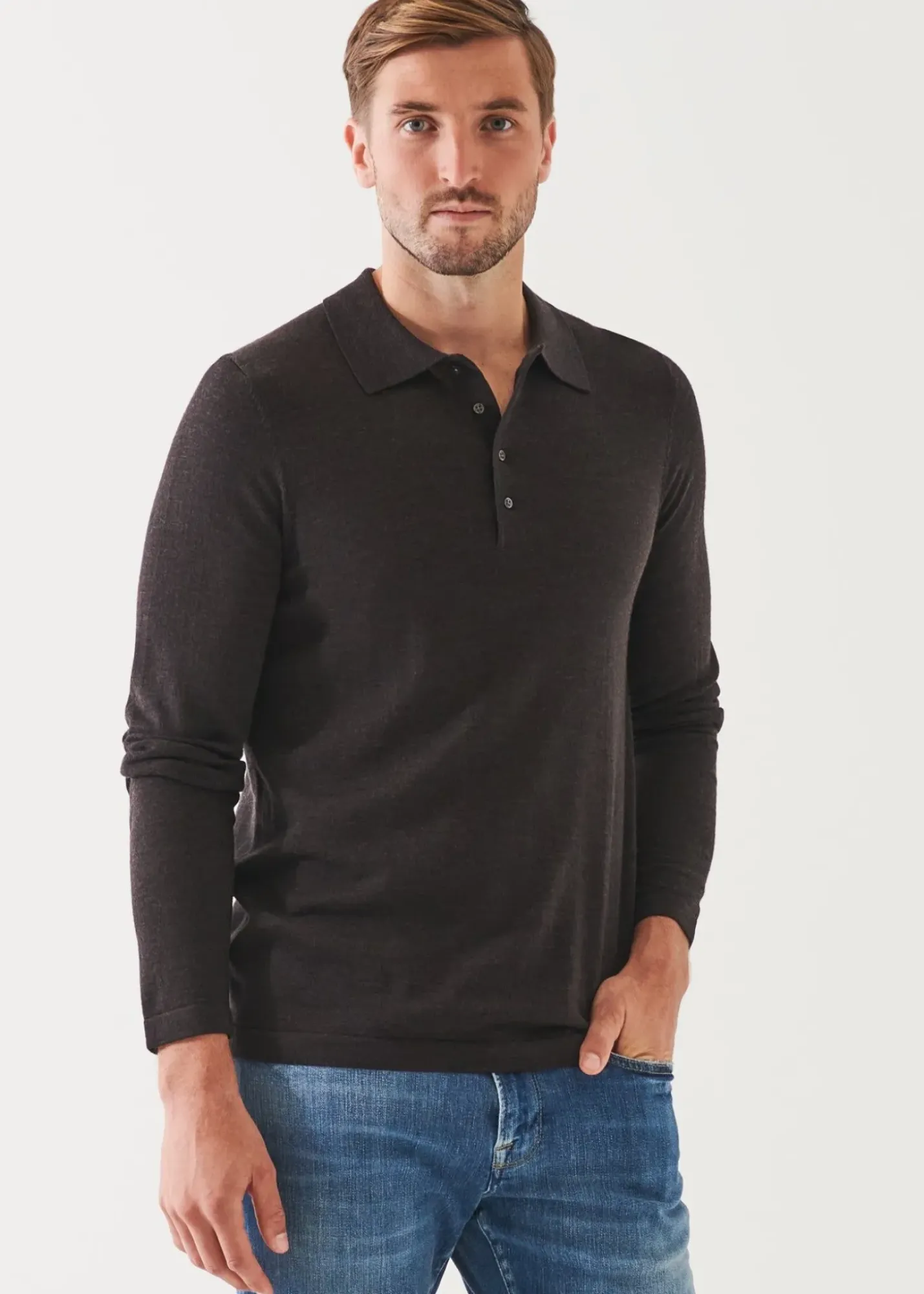 PATRICK ASSARAF Extra-Fine Merino Button Polo|Men Polos