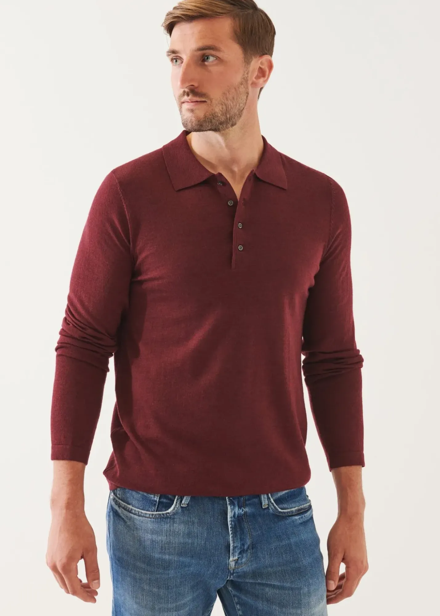 PATRICK ASSARAF Extra-Fine Merino Button Polo|Men Polos