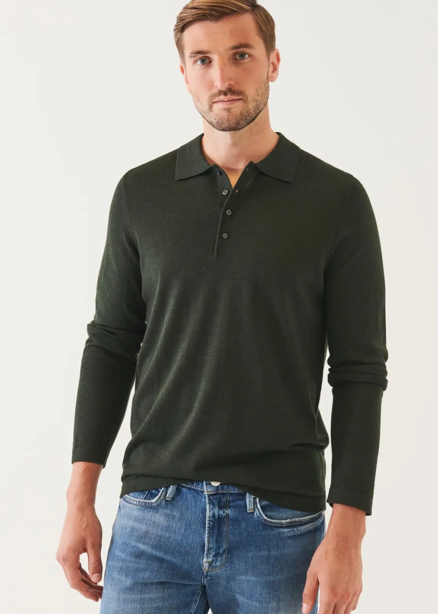 PATRICK ASSARAF Extra-Fine Merino Button Polo|Men Polos