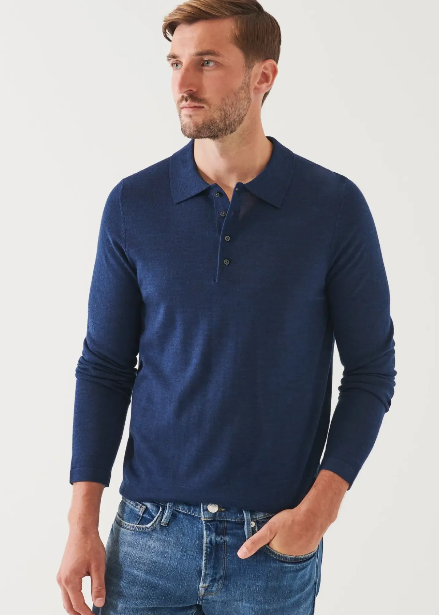 PATRICK ASSARAF Extra-Fine Merino Button Polo|Men Polos