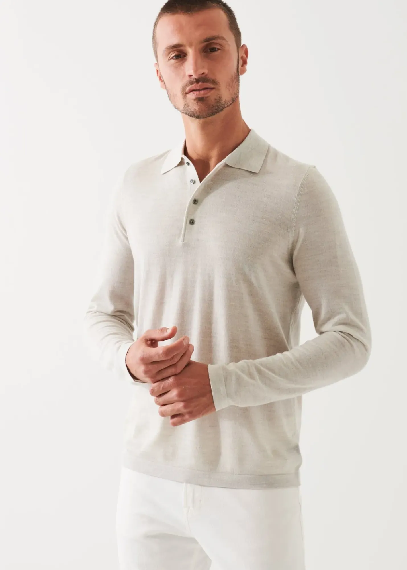 PATRICK ASSARAF Extra-Fine Merino Button Polo|Men Polos