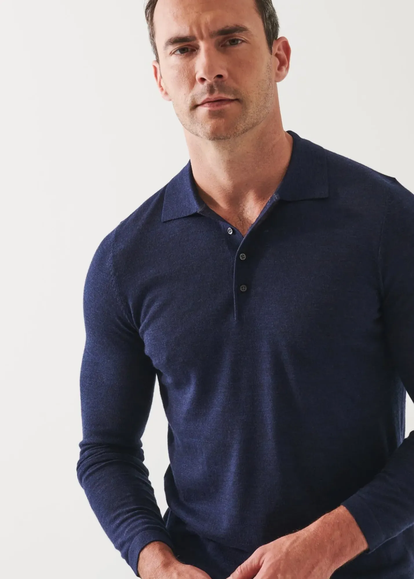 PATRICK ASSARAF Extra-Fine Merino Button Polo|Men Polos