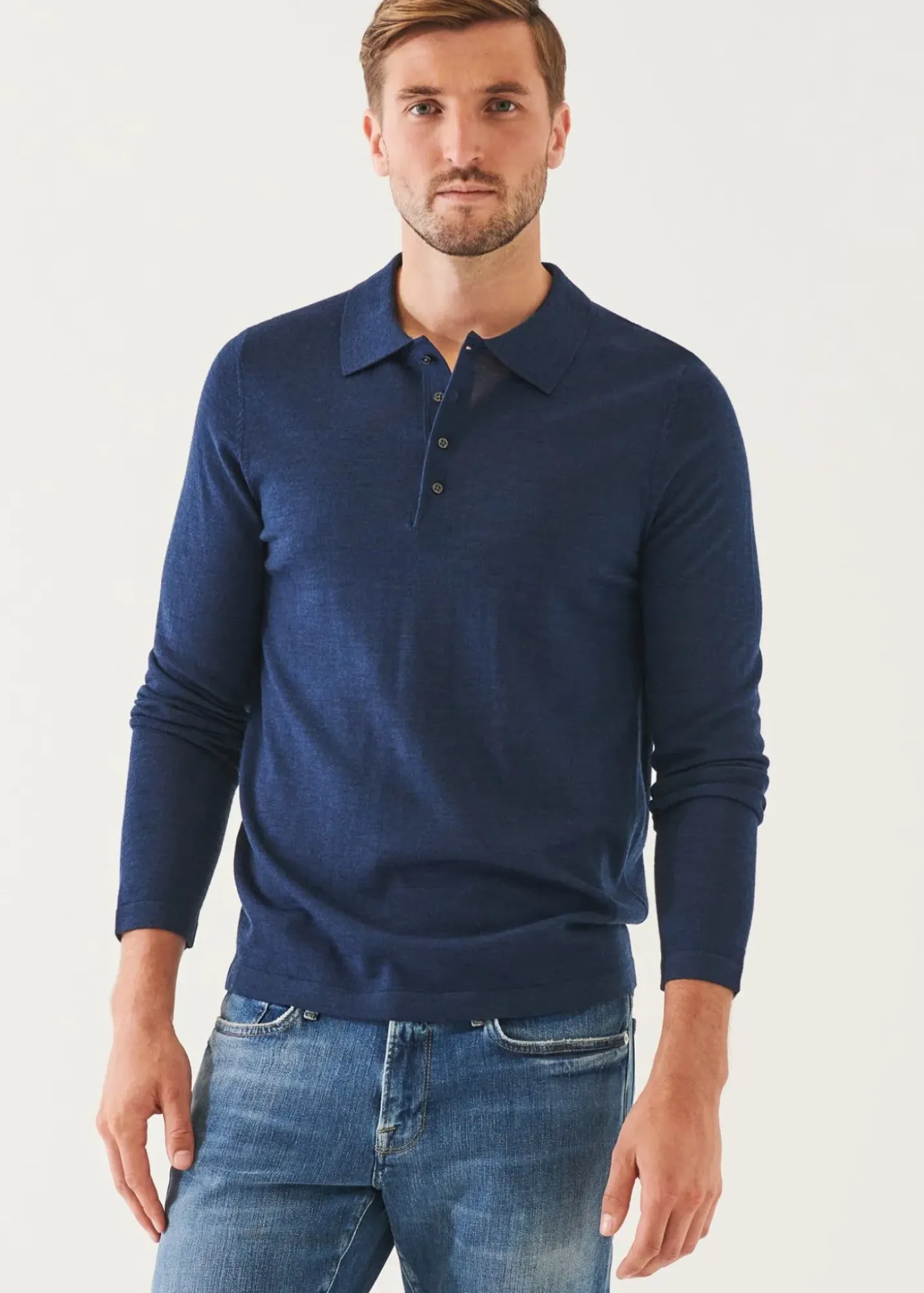 PATRICK ASSARAF Extra-Fine Merino Button Polo|Men Polos