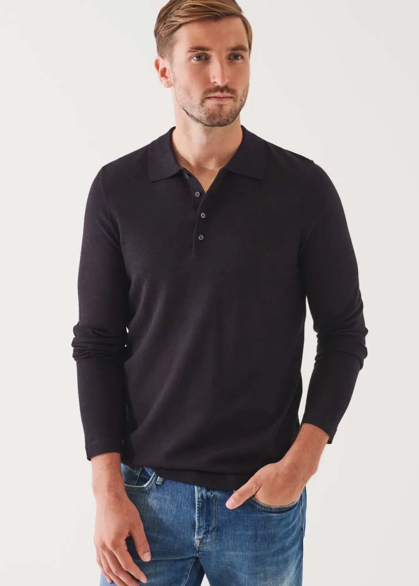 PATRICK ASSARAF Extra-Fine Merino Button Polo|Men Polos