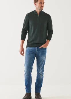 PATRICK ASSARAF Extra-Fine Merino Cold Dye Quarter Zip|Men Knitwear