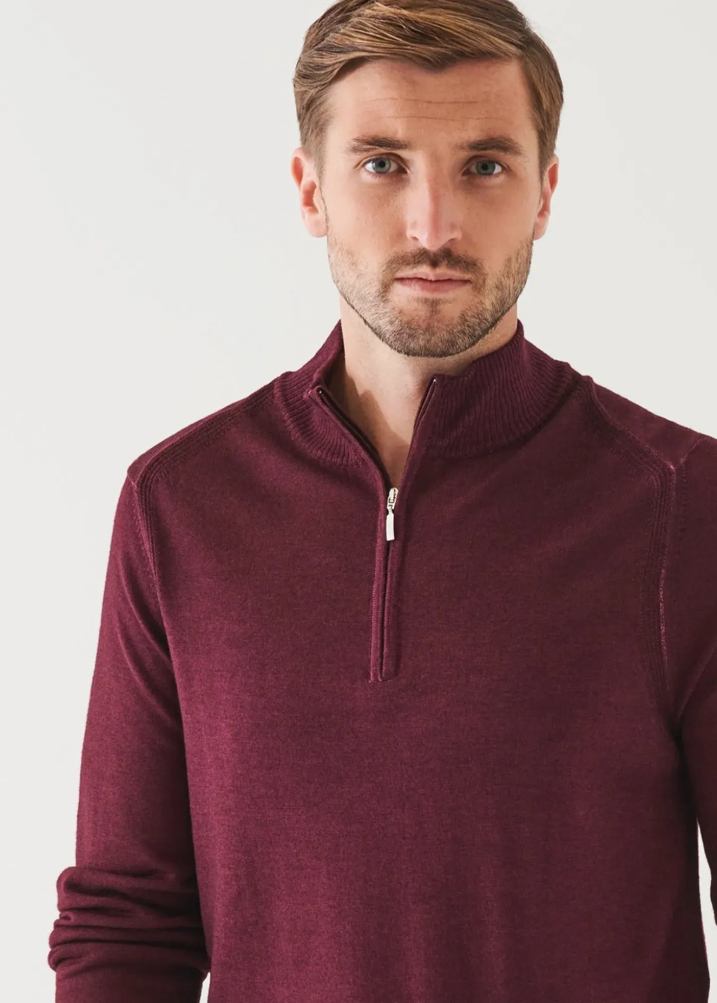 PATRICK ASSARAF Extra-Fine Merino Cold Dye Quarter Zip|Men Knitwear