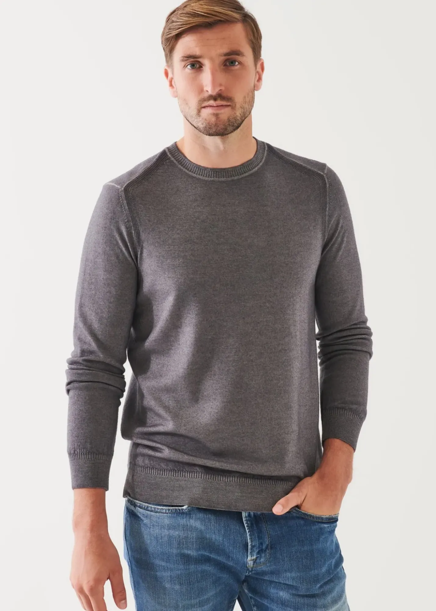 PATRICK ASSARAF Extra-Fine Merino Cold Dye Crewneck|Men Knitwear
