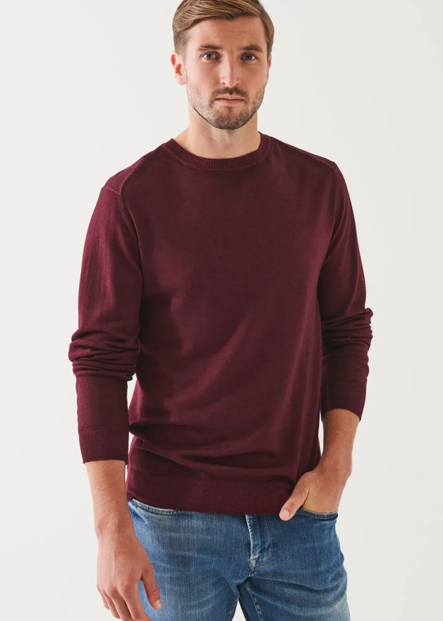 PATRICK ASSARAF Extra-Fine Merino Cold Dye Crewneck|Men Knitwear