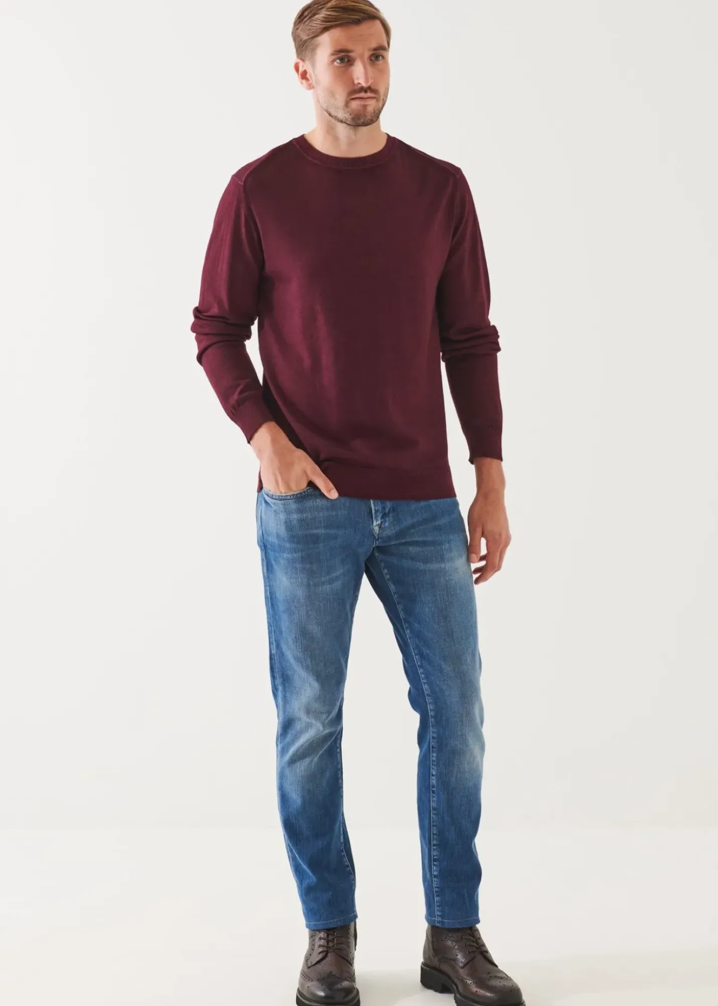 PATRICK ASSARAF Extra-Fine Merino Cold Dye Crewneck|Men Knitwear