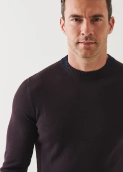 PATRICK ASSARAF Extra-Fine Merino Contrast Collar Crewneck|Men Knitwear