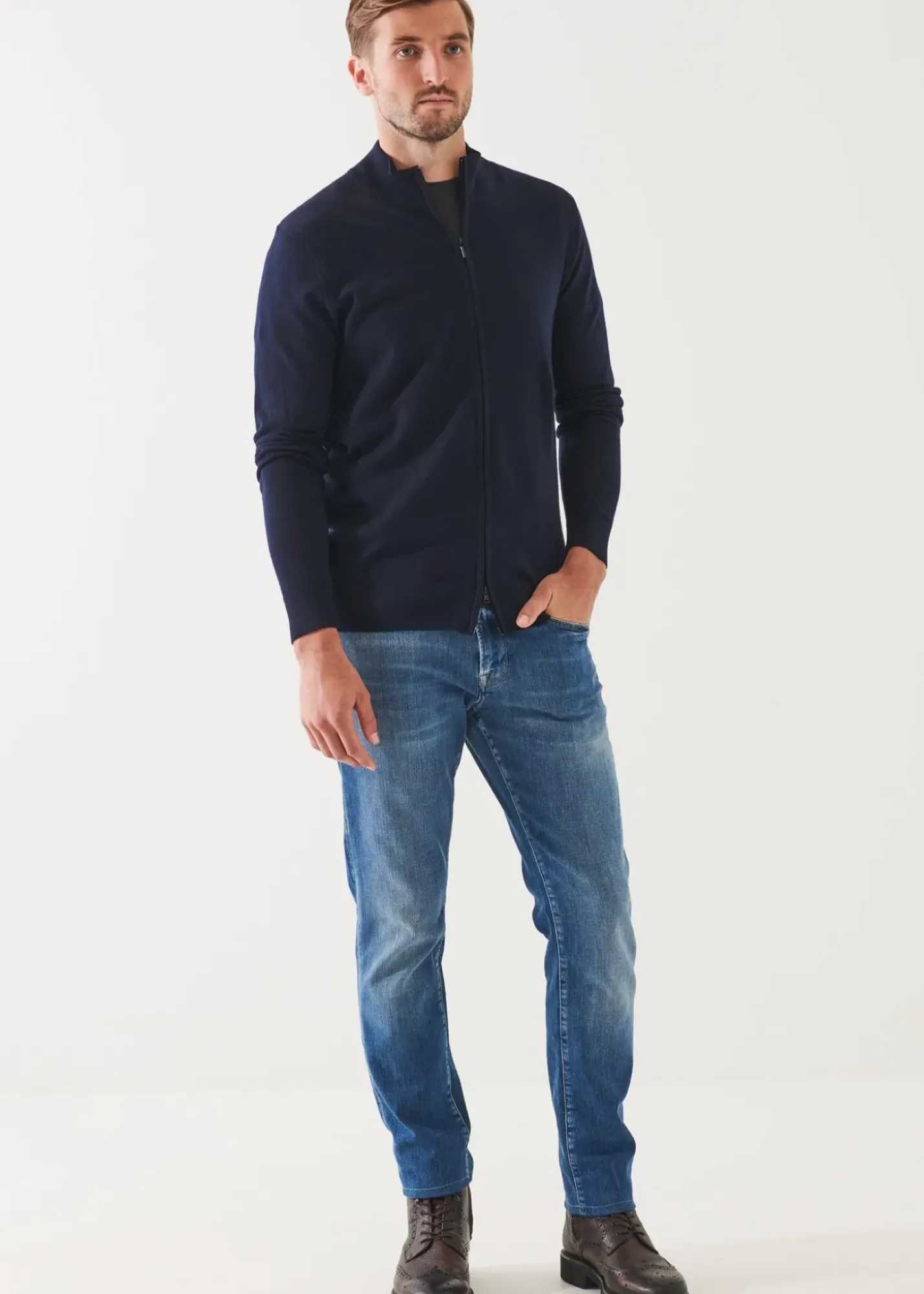 PATRICK ASSARAF Extra-Fine Merino Full Zip|Men Knitwear