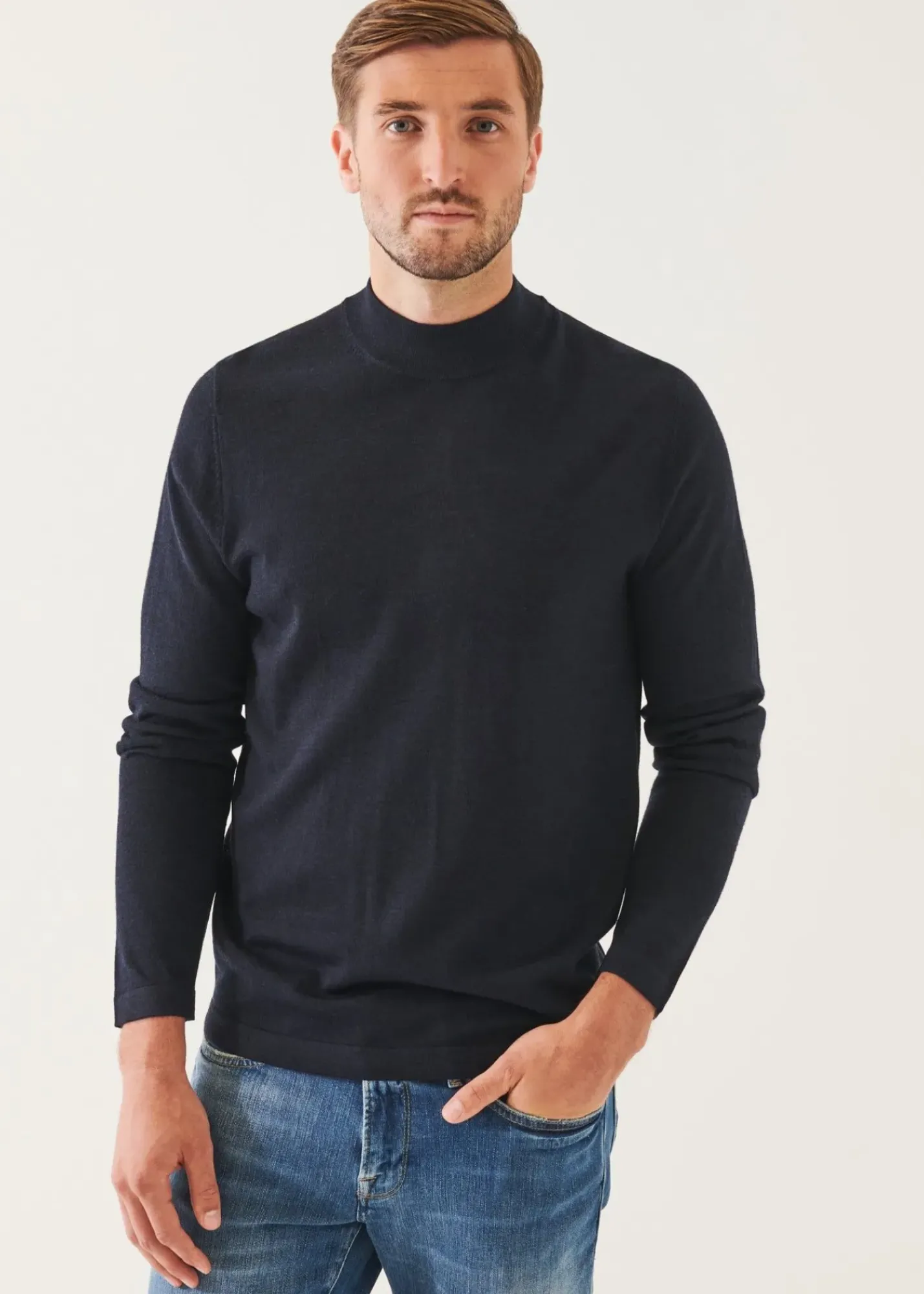PATRICK ASSARAF Extra-Fine Merino Mock Neck|Men Knitwear