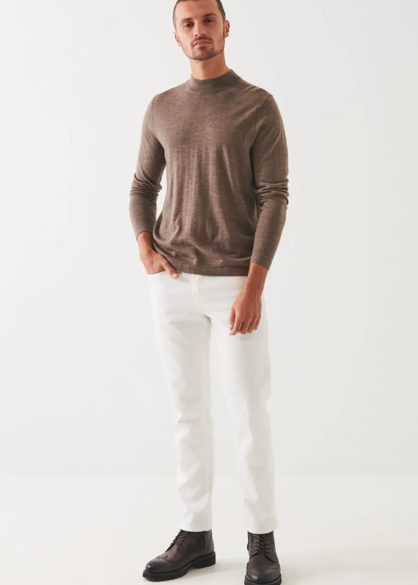 PATRICK ASSARAF Extra-Fine Merino Mock Neck|Men Knitwear