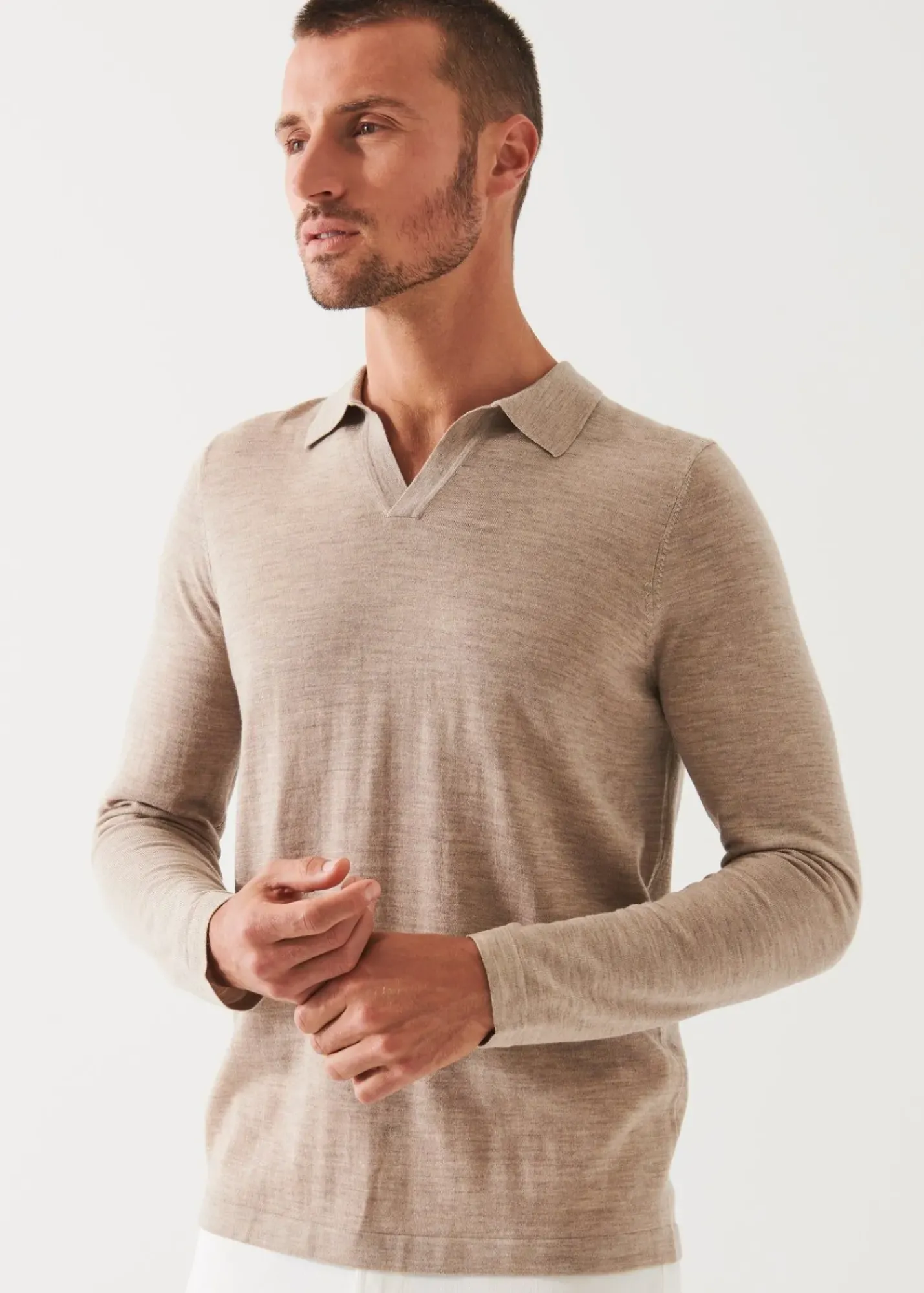 PATRICK ASSARAF Extra-Fine Merino Open Polo|Men Knitwear