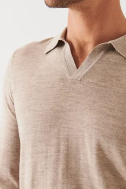 PATRICK ASSARAF Extra-Fine Merino Open Polo|Men Knitwear
