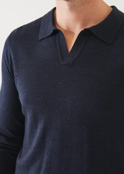 PATRICK ASSARAF Extra-Fine Merino Open Polo|Men Knitwear