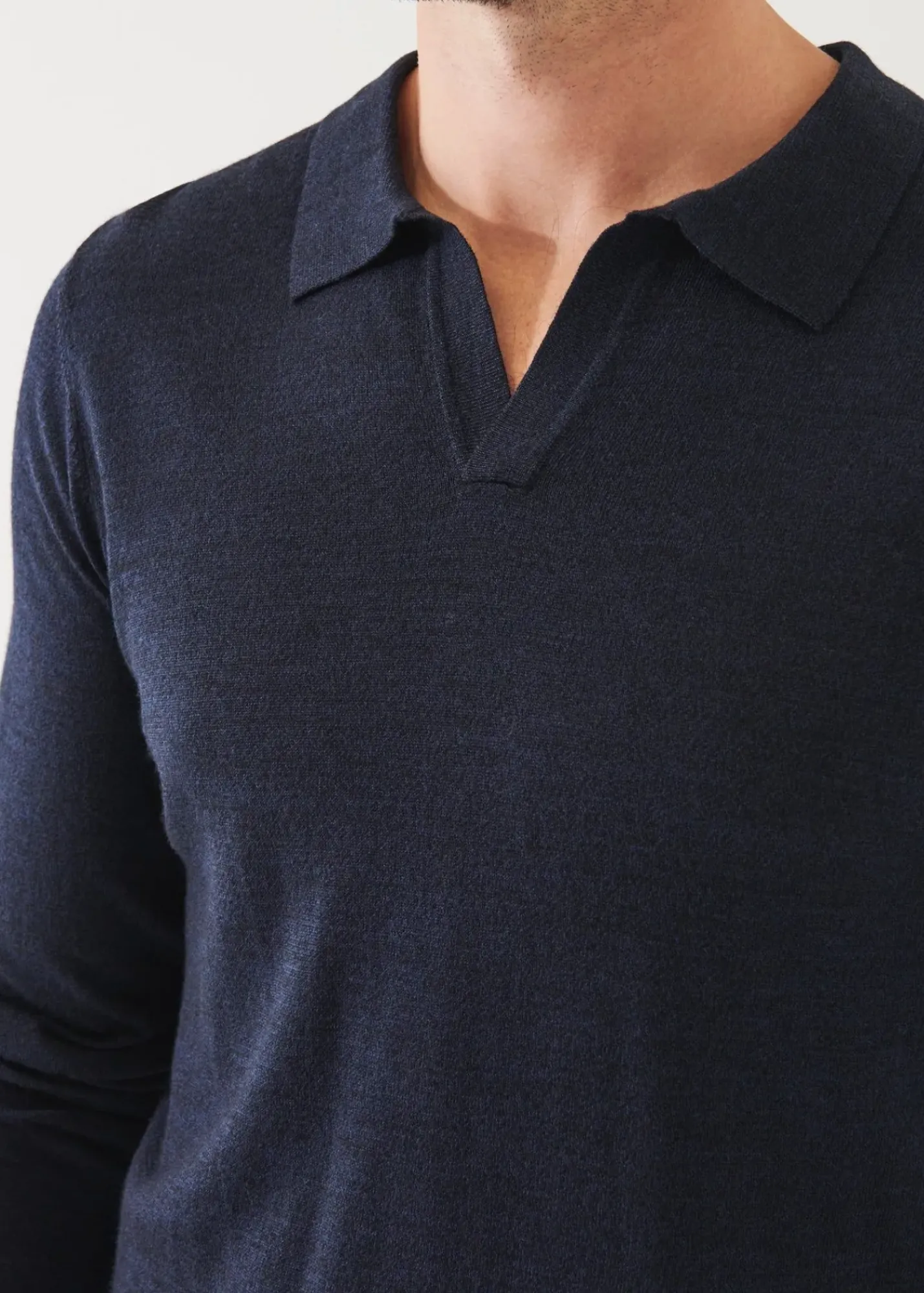 PATRICK ASSARAF Extra-Fine Merino Open Polo|Men Knitwear