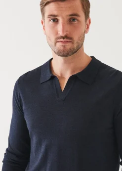PATRICK ASSARAF Extra-Fine Merino Open Polo|Men Knitwear