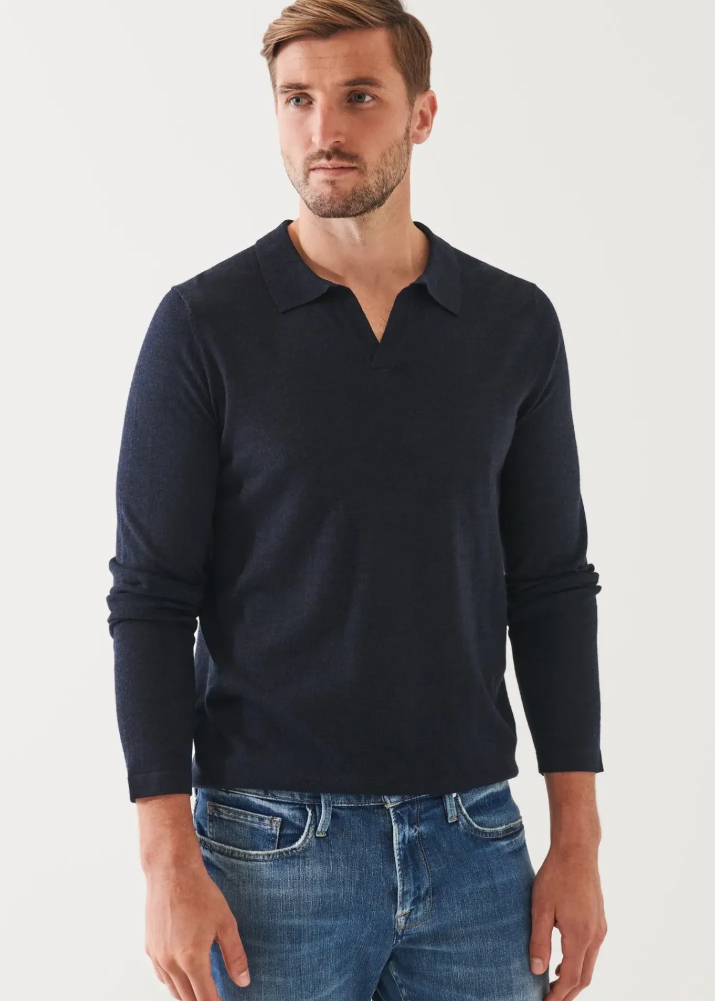 PATRICK ASSARAF Extra-Fine Merino Open Polo|Men Knitwear