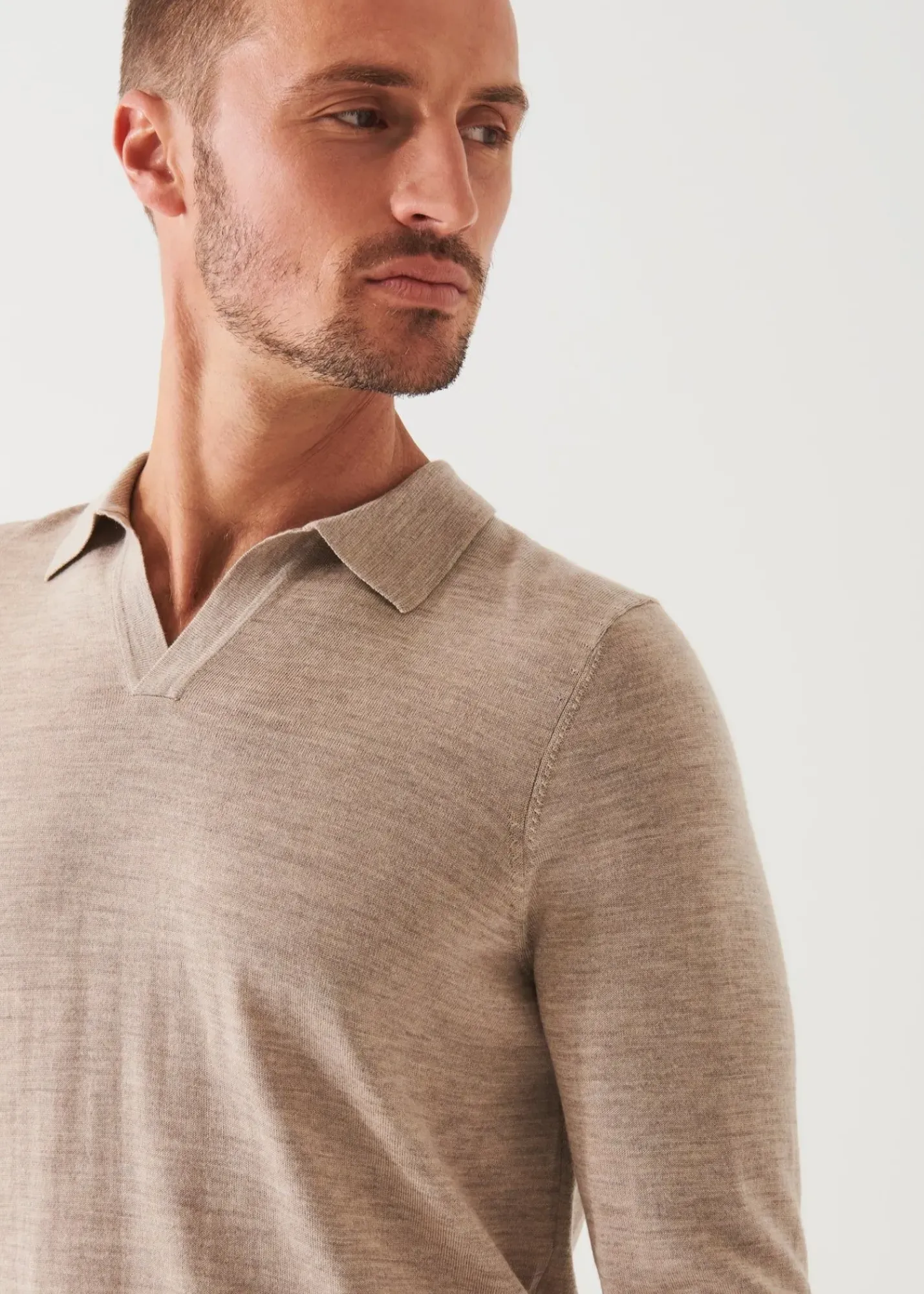 PATRICK ASSARAF Extra-Fine Merino Open Polo|Men Knitwear
