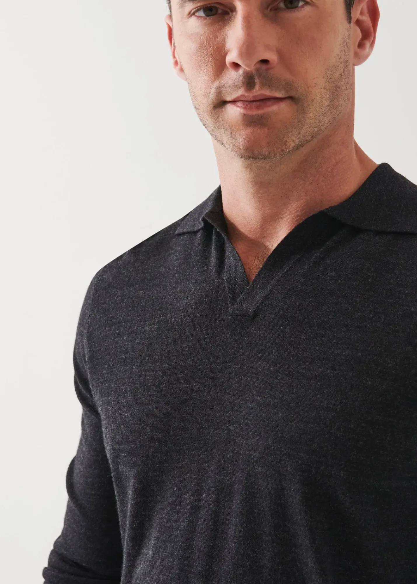 PATRICK ASSARAF Extra-Fine Merino Open Polo|Men Knitwear